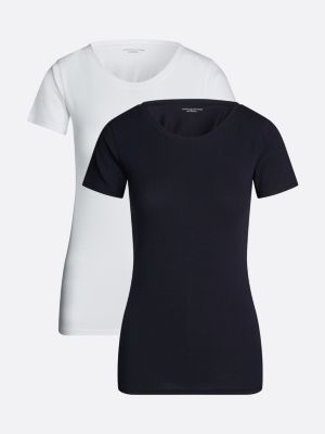 weiß 2er-pack t-shirts mit flag-stickerei für damen - tommy hilfiger