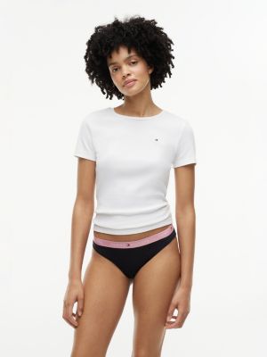 weiß 3er-pack essential slips mit logo-kontrastbund für damen - tommy hilfiger