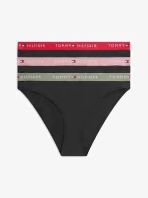 white 3er-pack essential slips mit logo-kontrastbund für damen - tommy hilfiger