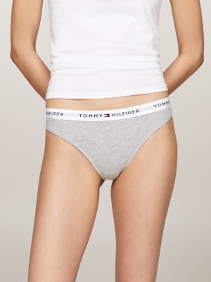 white 3-pack logo waistband thongs for women tommy hilfiger