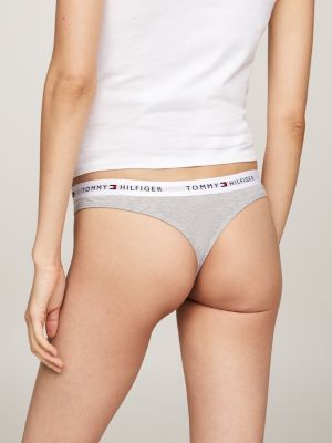 white 3-pack logo waistband thongs for women tommy hilfiger