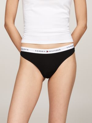 white 3-pack logo waistband thongs for women tommy hilfiger