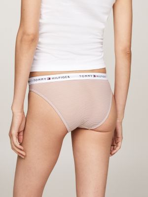 3 pack slip in tessuto a rete con logo bianco da donne tommy hilfiger