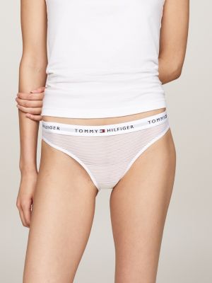 3 pack slip in tessuto a rete con logo bianco da donne tommy hilfiger