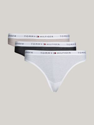 3 pack slip in tessuto a rete con logo white da donne tommy hilfiger