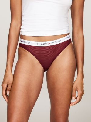 rosa 3er-pack mesh-slips mit logo-taillenbund für damen - tommy hilfiger