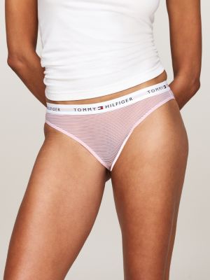 3 pack slip in tessuto a rete con logo rosa da donne tommy hilfiger