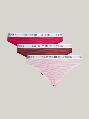 rosa 3er-pack mesh-slips mit logo-taillenbund für damen - tommy hilfiger