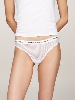 3 pack perizomi in tessuto a rete con logo bianco da donne tommy hilfiger