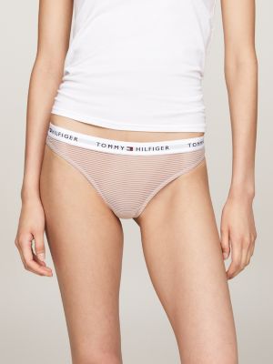white 3-pack logo waistband mesh thongs for women tommy hilfiger