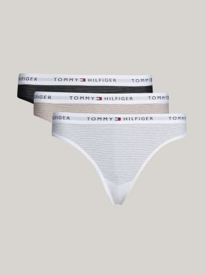 3 pack perizomi in tessuto a rete con logo white da donne tommy hilfiger