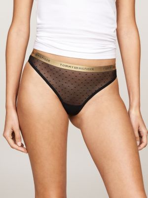 black 5-pack logo waistband thongs gift set for women tommy hilfiger