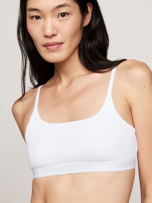 white hilfiger monotype unlined unpadded bralette for women tommy hilfiger