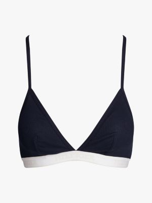 blue hilfiger monotype removable padding triangle bra for women tommy hilfiger