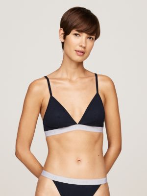 blue hilfiger monotype removable padding triangle bra for women tommy hilfiger