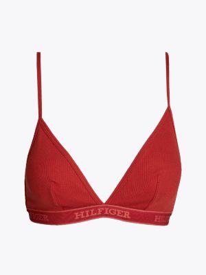 sujetador triangular con monotipo hilfiger roja de mujeres tommy hilfiger