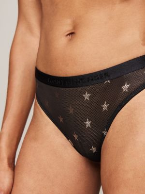 black star print mesh thong for women tommy hilfiger