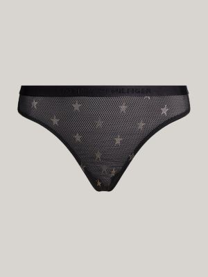 black star print mesh thong for women tommy hilfiger