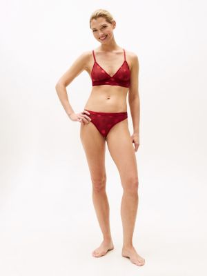 bralette a rete dal taglio allungato rosso da donne tommy hilfiger