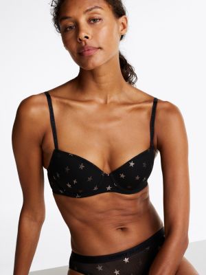 reggiseno a mezza coppa in rete con stelle nero da donne tommy hilfiger