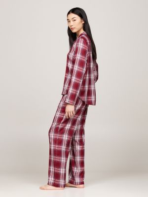 rot original flanell-pyjama für damen - tommy hilfiger