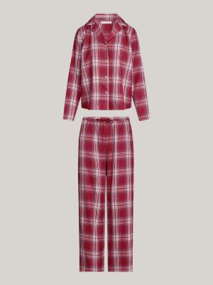 rot original flanell-pyjama für damen - tommy hilfiger