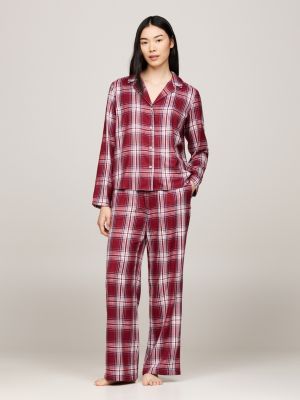 rot original flanell-pyjama für damen - tommy hilfiger