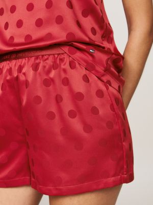 coffret cadeau pyjama et masque en satin rouge pour femmes tommy hilfiger