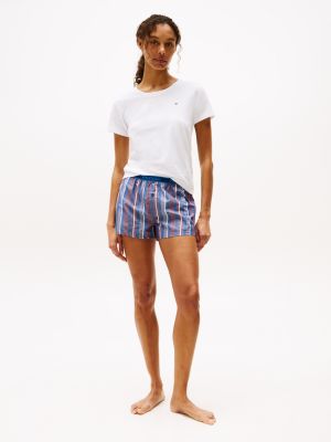 beige hilfiger monotype t-shirt and shorts pyjama set for women tommy hilfiger