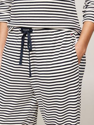 blue hilfiger monotype print jersey pyjama set for women tommy hilfiger