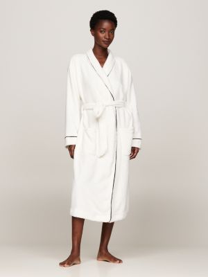 white th original fleece bathrobe for women tommy hilfiger