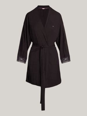 black modal lace trim robe for women tommy hilfiger