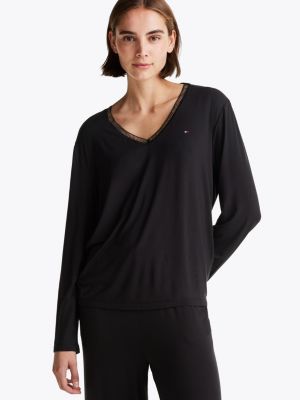 t-shirt pigiama a maniche lunghe black da donne tommy hilfiger