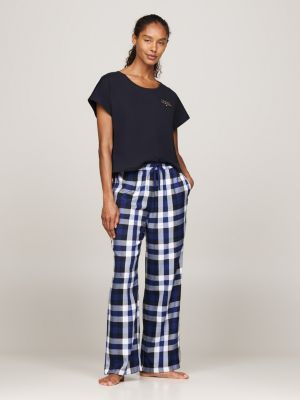 camiseta de pijama original con logo azul de mujeres tommy hilfiger