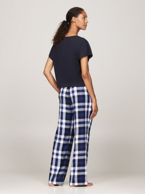 camiseta de pijama original con logo azul de mujeres tommy hilfiger