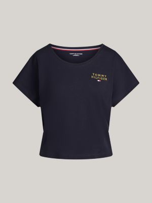camiseta de pijama original con logo azul de mujeres tommy hilfiger