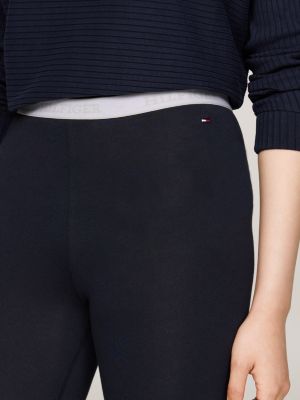 blau hilfiger monotype leggings in voller länge für damen - tommy hilfiger