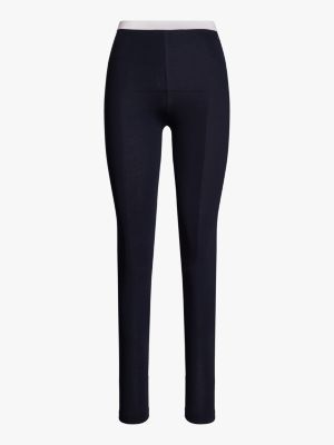 blau hilfiger monotype leggings in voller länge für damen - tommy hilfiger