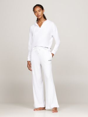 white hilfiger monotype wide leg lounge trousers for women tommy hilfiger