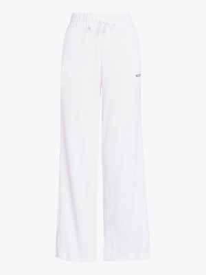 pantaloni lounge hilfiger monotype larghi bianco da donne tommy hilfiger