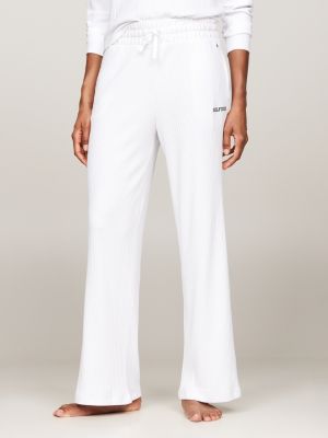 pantaloni lounge hilfiger monotype larghi white da donne tommy hilfiger