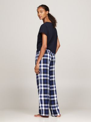 blau original pyjama-hose aus flanell für damen - tommy hilfiger