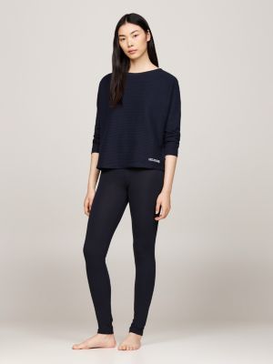 blue hilfiger monotype long sleeve lounge top for women tommy hilfiger