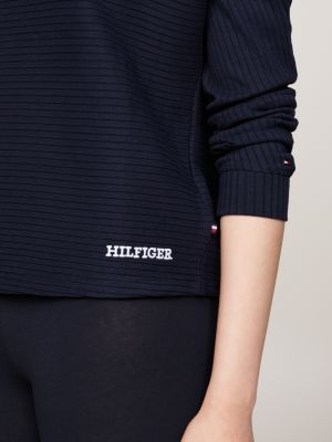 blau hilfiger monotype lounge-langarmshirt für damen - tommy hilfiger