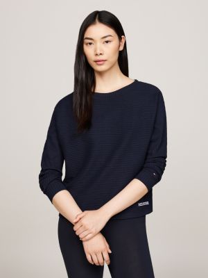 blue hilfiger monotype long sleeve lounge top for women tommy hilfiger