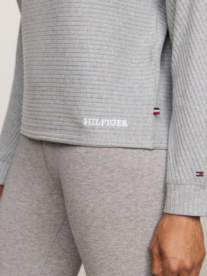 camiseta de pijama manga larga con monotipo gris de mujeres tommy hilfiger
