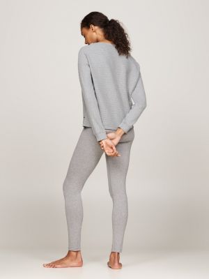 camiseta de pijama manga larga con monotipo gris de mujeres tommy hilfiger