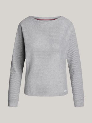 grey hilfiger monotype long sleeve lounge top for women tommy hilfiger