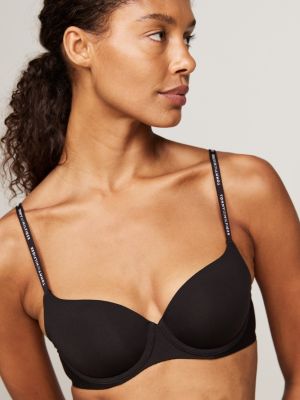 schwarz gepolsterter demi-cup-bh mit logo für damen - tommy hilfiger