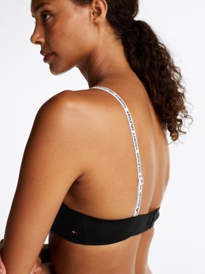 schwarz heritage push-up-bh ohne bügel mit logomuster für damen - tommy hilfiger